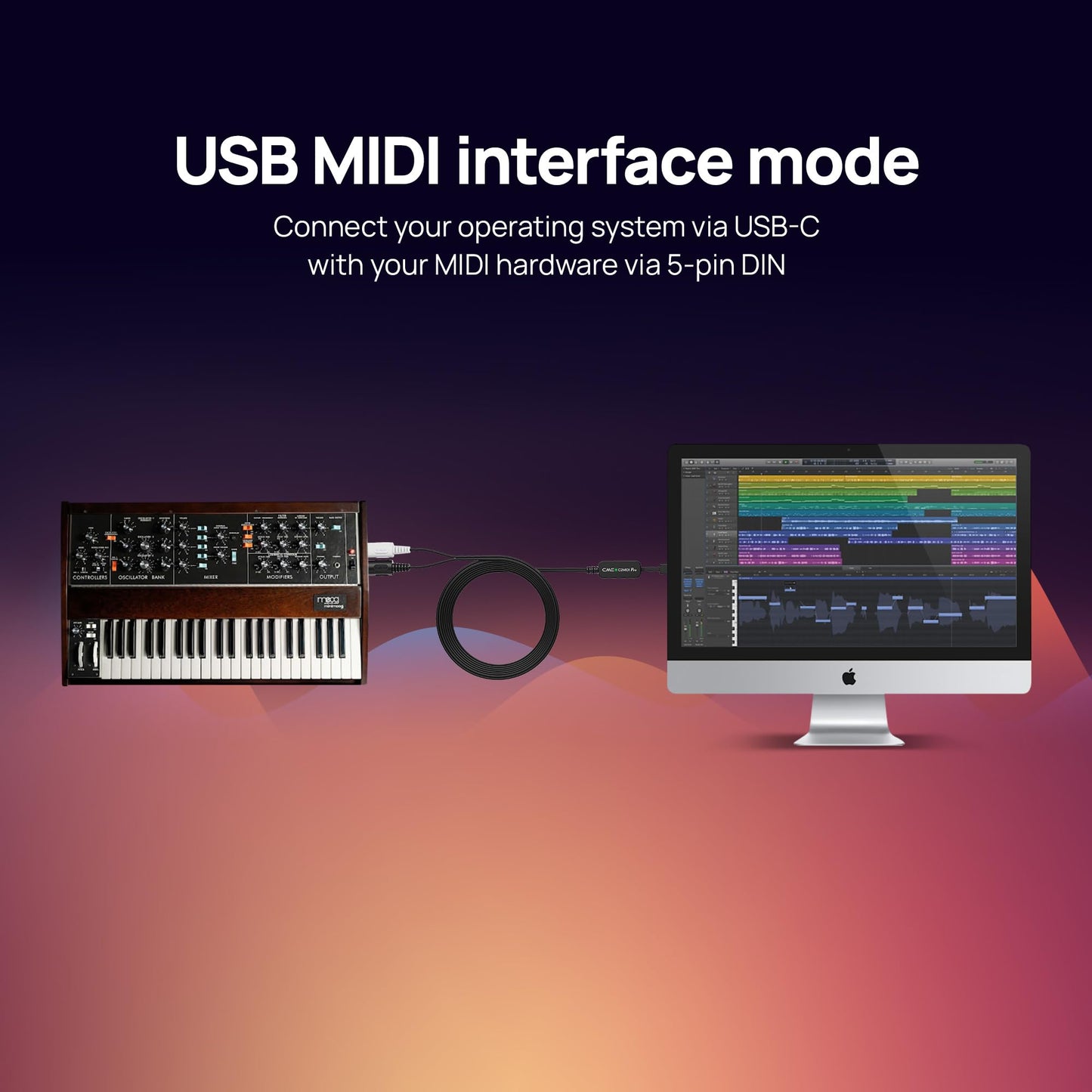 CME C2MIDI Pro - Dual-Purpose USB-C MIDI Cable with Filter, Mapper & Router - Plug & Play USB-to-MIDI Interface - Smart Standalone MIDI Cable with 32-Bit Processor