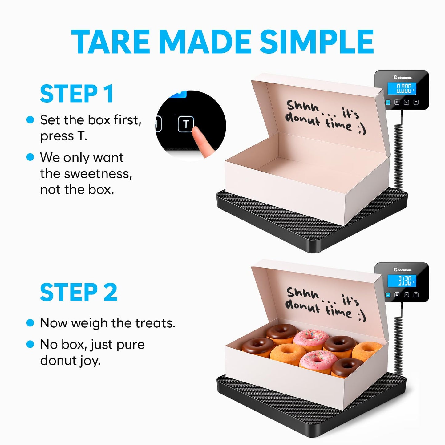 Shipping Scale - 440 lbs/0.35oz - High Accurate Digital Postal Scale with Hold/Tare Function - Perfect for Packages, Luggage, Suitcase, Home Use - Battery & Cable Included - Black Mat