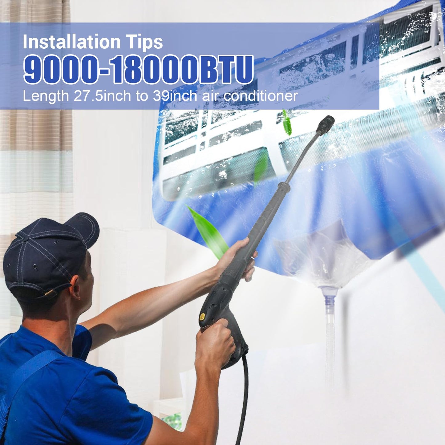 Mini Split Cleaning Kit,Split Air Conditioner Cleaning Cover Waterproof Air Conditioning Service Bag with Drainpipe and Support Plates Wall Mounted Dust Washing AC Clean Kit Use for 9000-18000 BTU