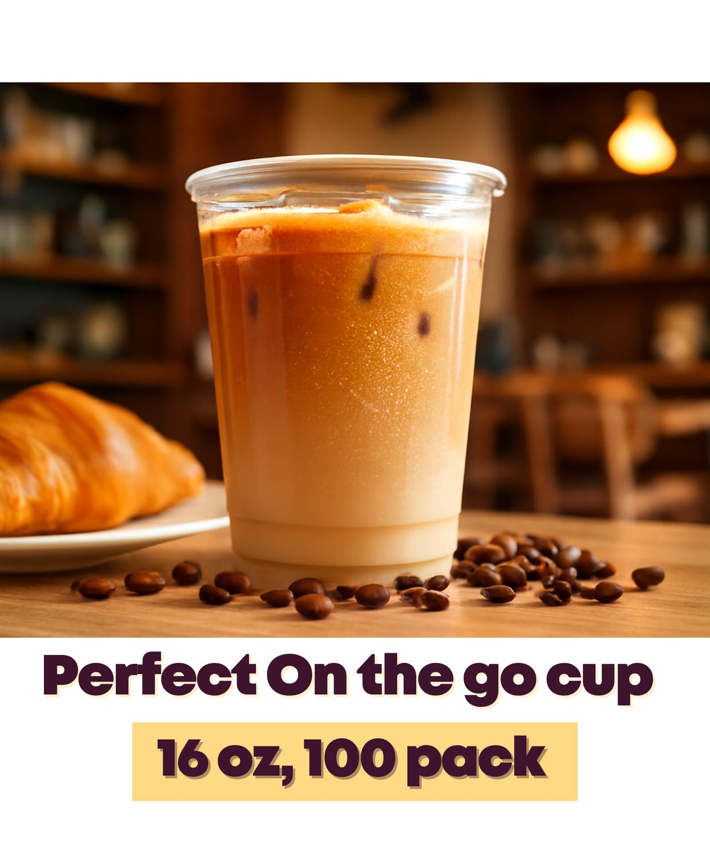 100 Pack 16 oz Clear Plastic Cups, 16oz Disposable Iced Cold Coffee Cups, Sturdy Recylable Drinking Cup for Milkshake, Smoothie, Cocktail, Cold Drinks, Plastic Tumblers Wine Glasses for Wedding Party