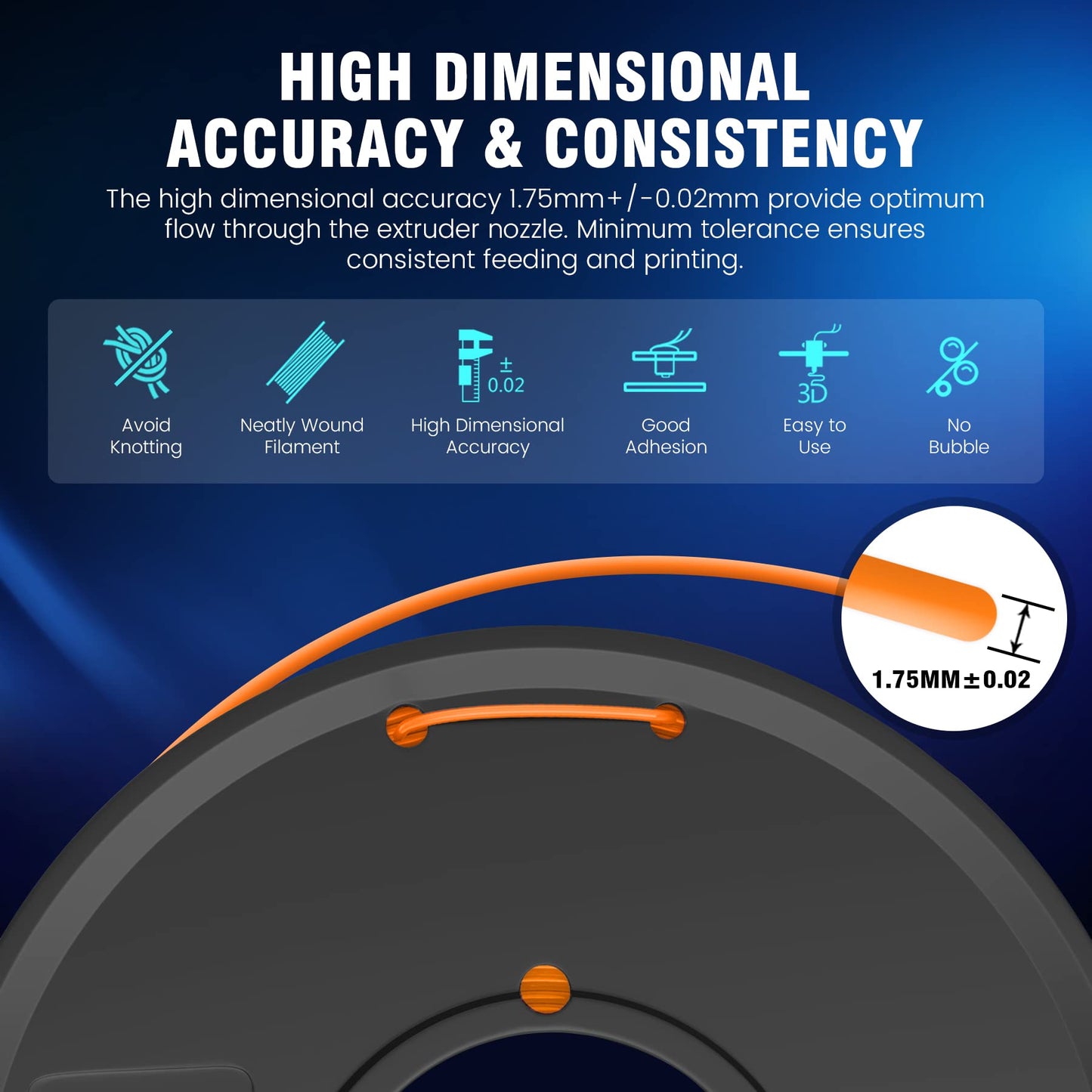 3D Printer Filament Bundle Multicolor, JAYO PLA Filament 1.75mm, Neatly Wound Filament 2kg, 250g Spool, 8 Pack, Black+White+Grey+Transparent+Blue+Red+Orange+Green