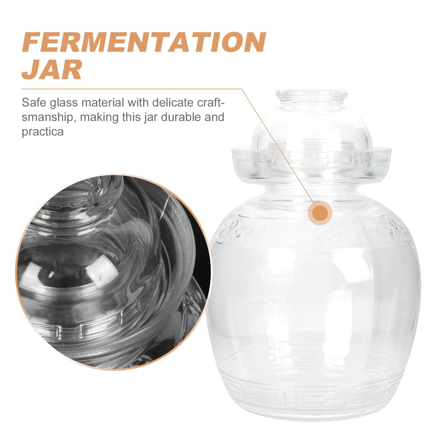 YARNOW Transparent Glass Fermenting Jar - 88 Oz Chinese Pickle Jar with Water Seal Airlock Lid for Home Use, Ideal for Kimchi, Sauerkraut, and Preserves