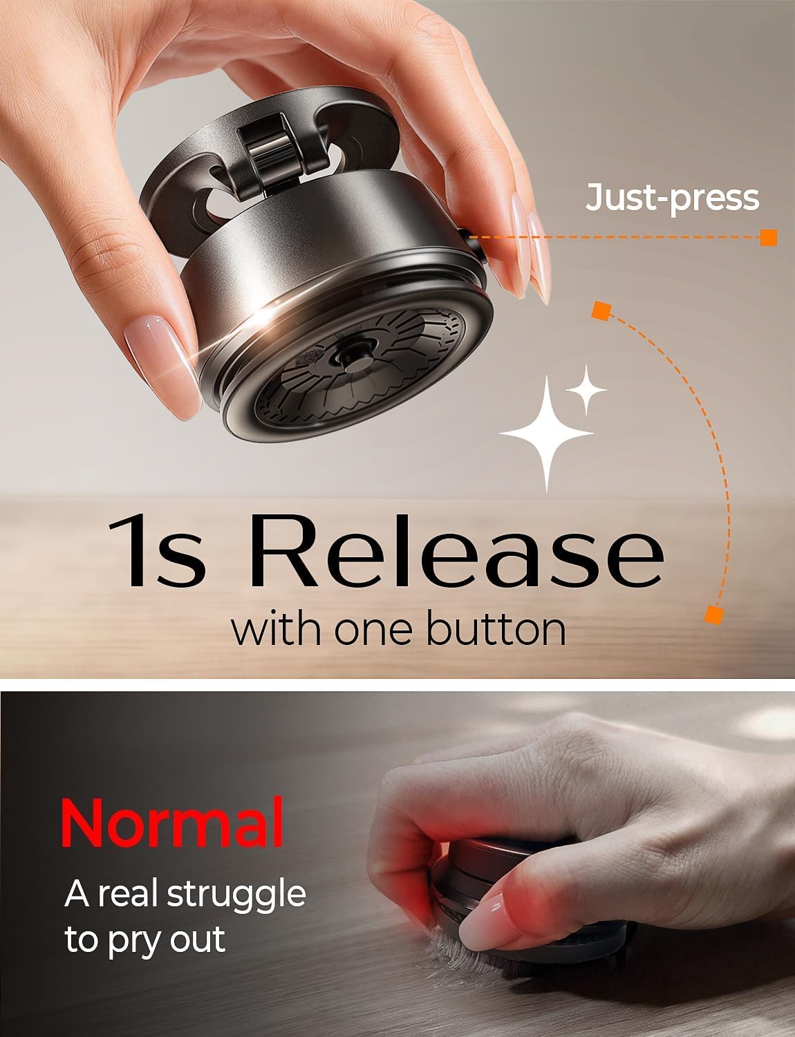LISEN for Automatic Magnetic Phone Holder Car 【AUTO-Suck & 360° Adjustable】 Electronics Phone Holder for MagSafe Suction Cup Car Mount Accessories for iPhone 17 air pro max 16 15 14 13 12 Space Black