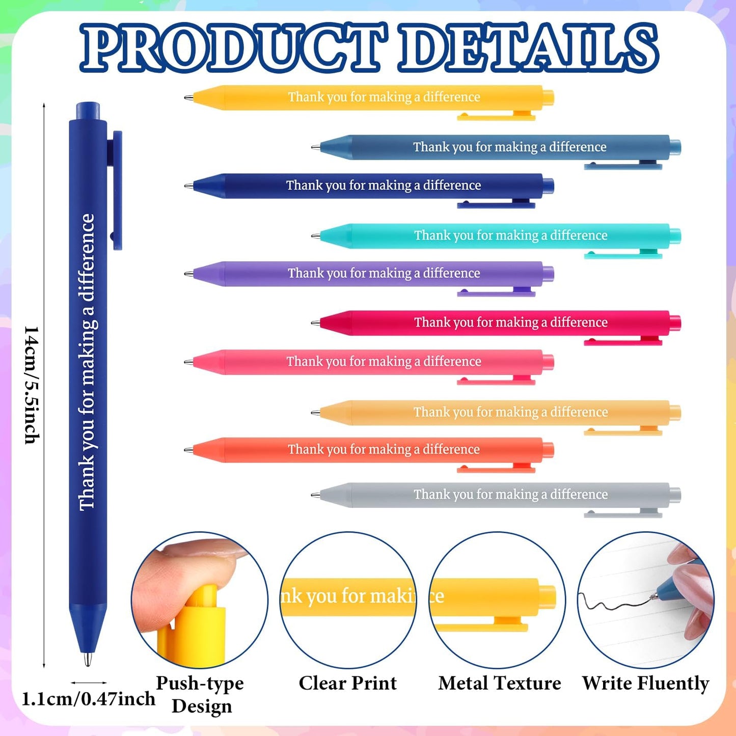 20 Pcs/10 Set Employee Appreciation Gift Inspirational Spiral Notebook with Sticky Notes Motivational Ballpoint Pen Thank You Gifts Journals Notepads for Colleagues Volunteer Teacher Coworker Staff