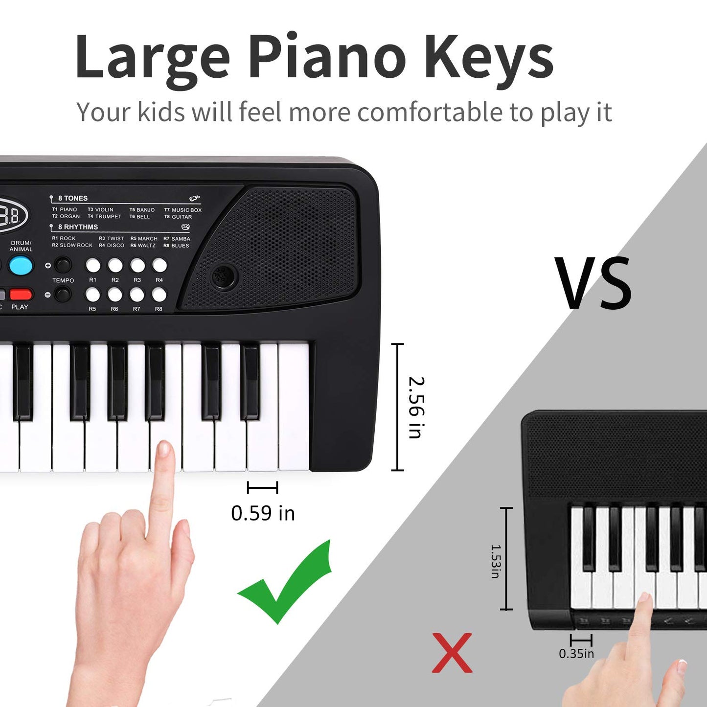 Kids Keyboard Piano 37 Keys Piano for Kids Electronic Piano with Microphone Educational Musical Toys for 3 4 5 6 Year Old Boys Girls Gifts Age 3-5