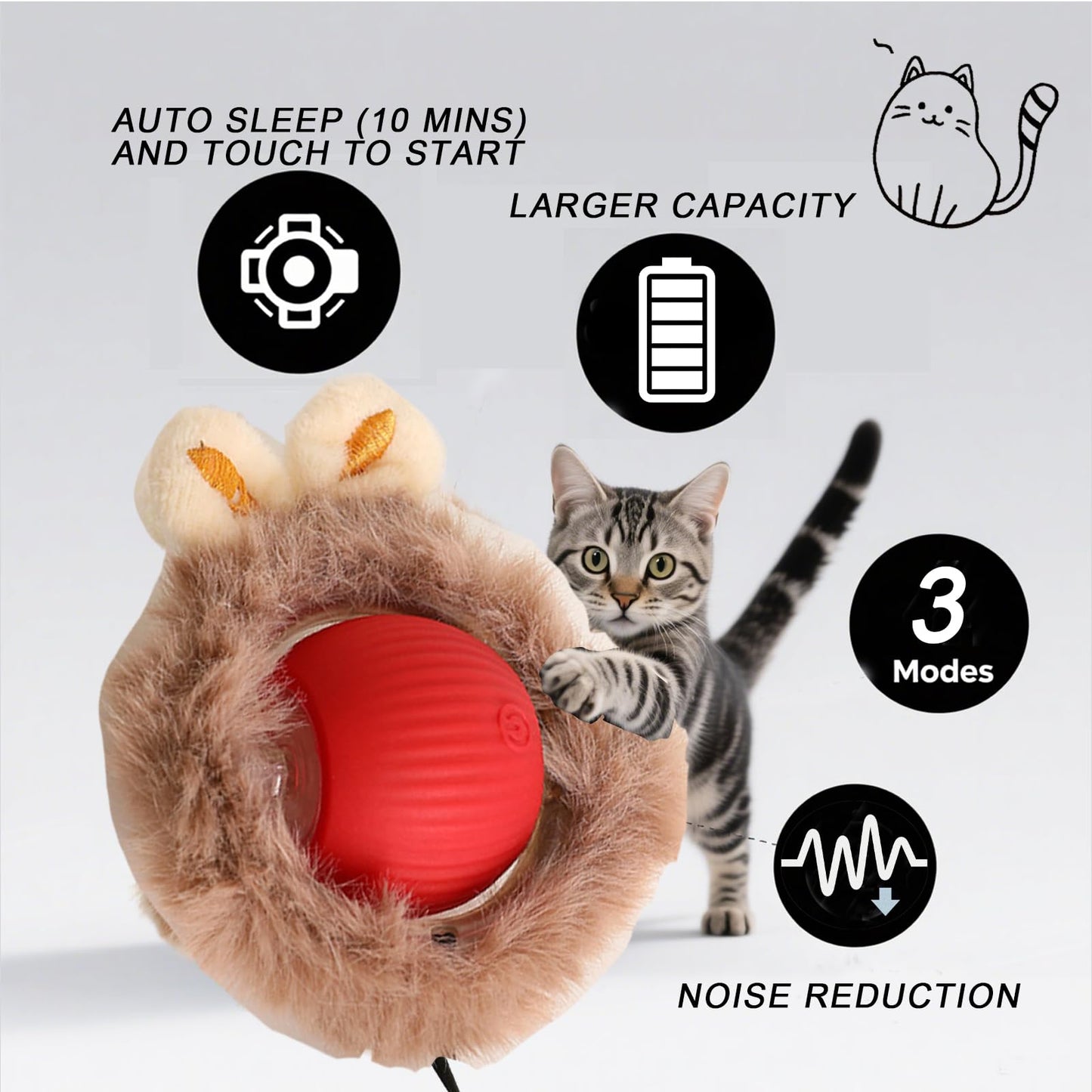 Interactive Cat Toy Automatic Hide and Seek Fast Rolling Ball in Cat Tunnel Cat Toy with Ultra-Long Runtime
