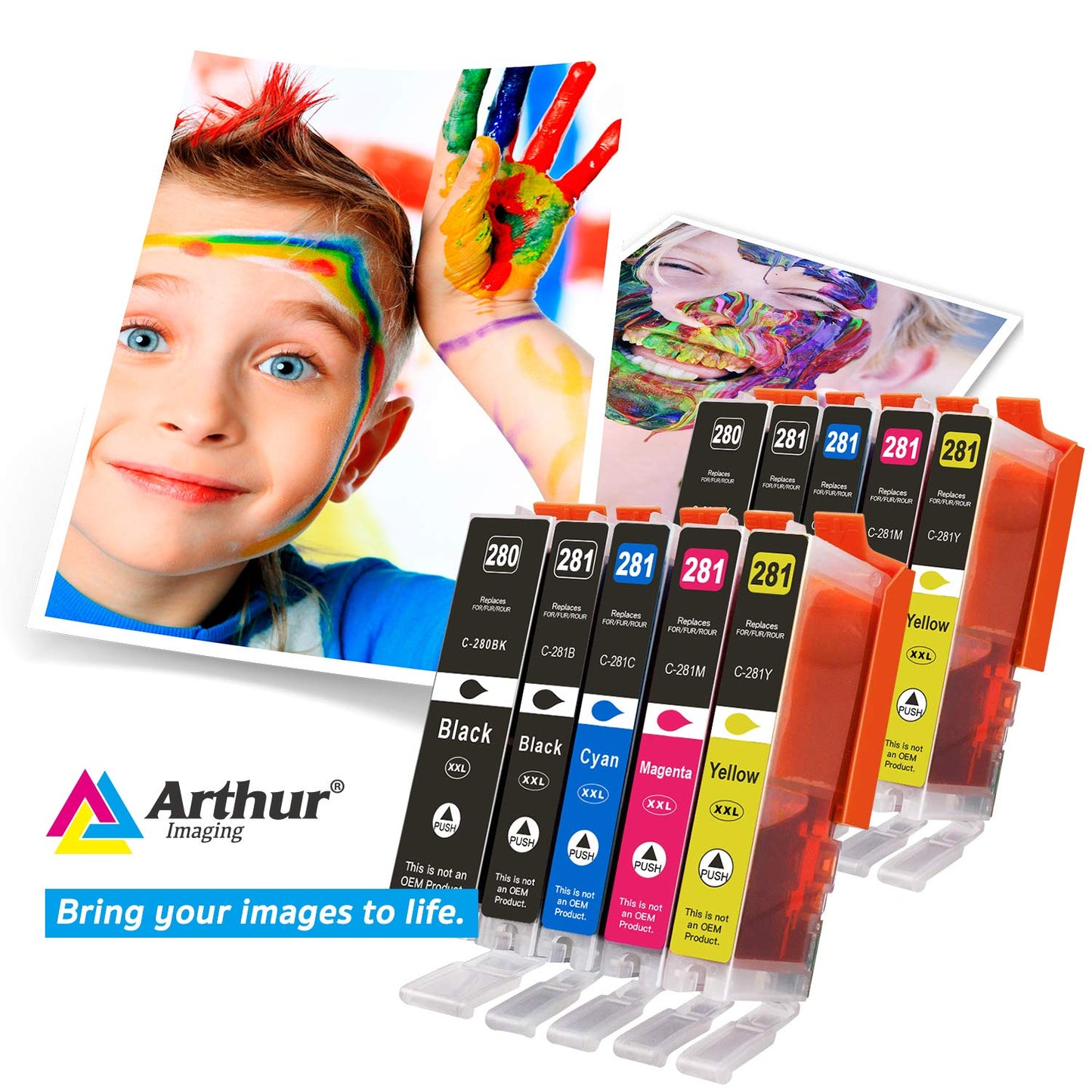 Arthur Imaging Compatible Canon Ink cartridges 280 and 281 Replacement PGI-280XXL CLI-281XXL PGI 280 XXL CLI 281 XXL PIXMA TR7520 TR8520 TS6120 TS6220 TS8220 TS9120 TS9520 TS9521C Printer (5 Pack)