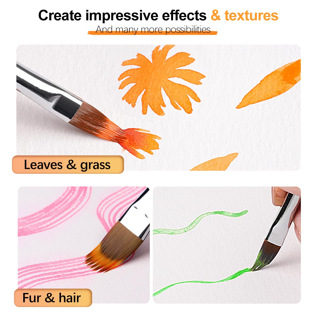 Fuumuui 5pcs Dual-Layer Grainer Brush Set- Professional Synthetic Filbert Comb Brushes for Unique Texture Painting Perfect for Artists Acrylic, Watercolor and Oil