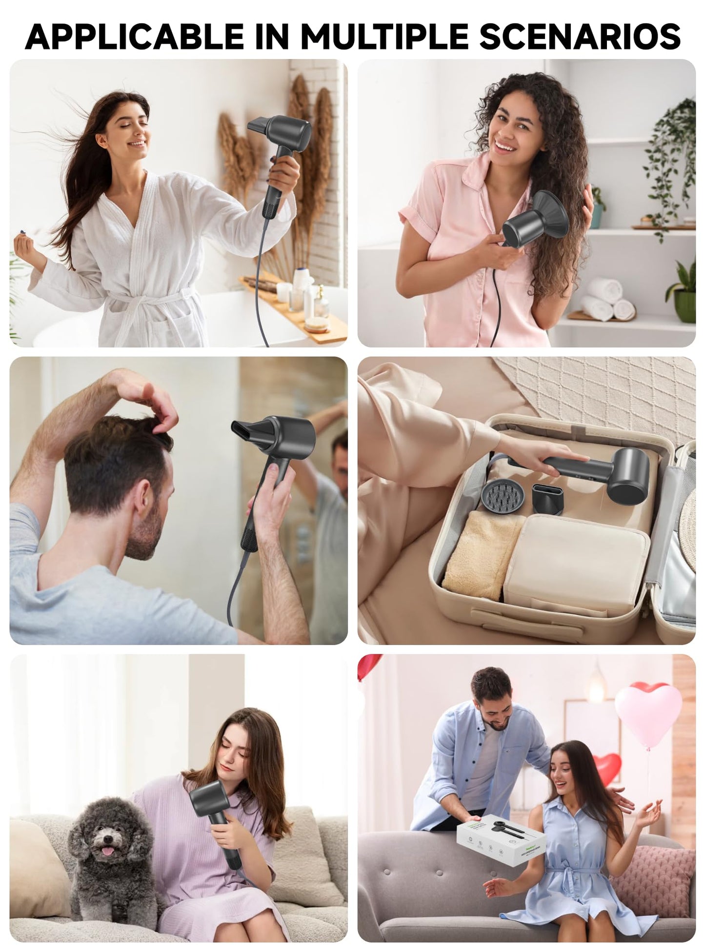 TRANXPHIT Hair Dryer Blow Dryer: Ionic Professional High-Speed 160000 RPM Brushless Motor 500M Negative Ionic Hairdryer Fast Drying Low Noise Thermo-Control for Salon & Home with Magnetic Diffuser & Nozzle