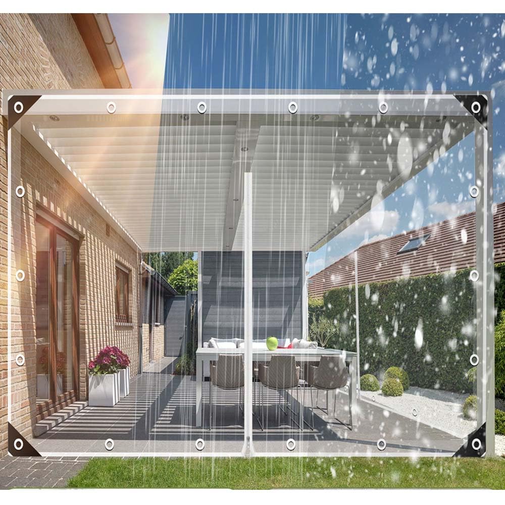 Clear Tarp Patio Enclosure Waterproof PVC Curtains for Gazebos with Double Zip Transparent Outdoor Tarps Curtains Zipper Door for Porch, Deck, Balcony, Pergola (Size: 9.8ft x 13ft)