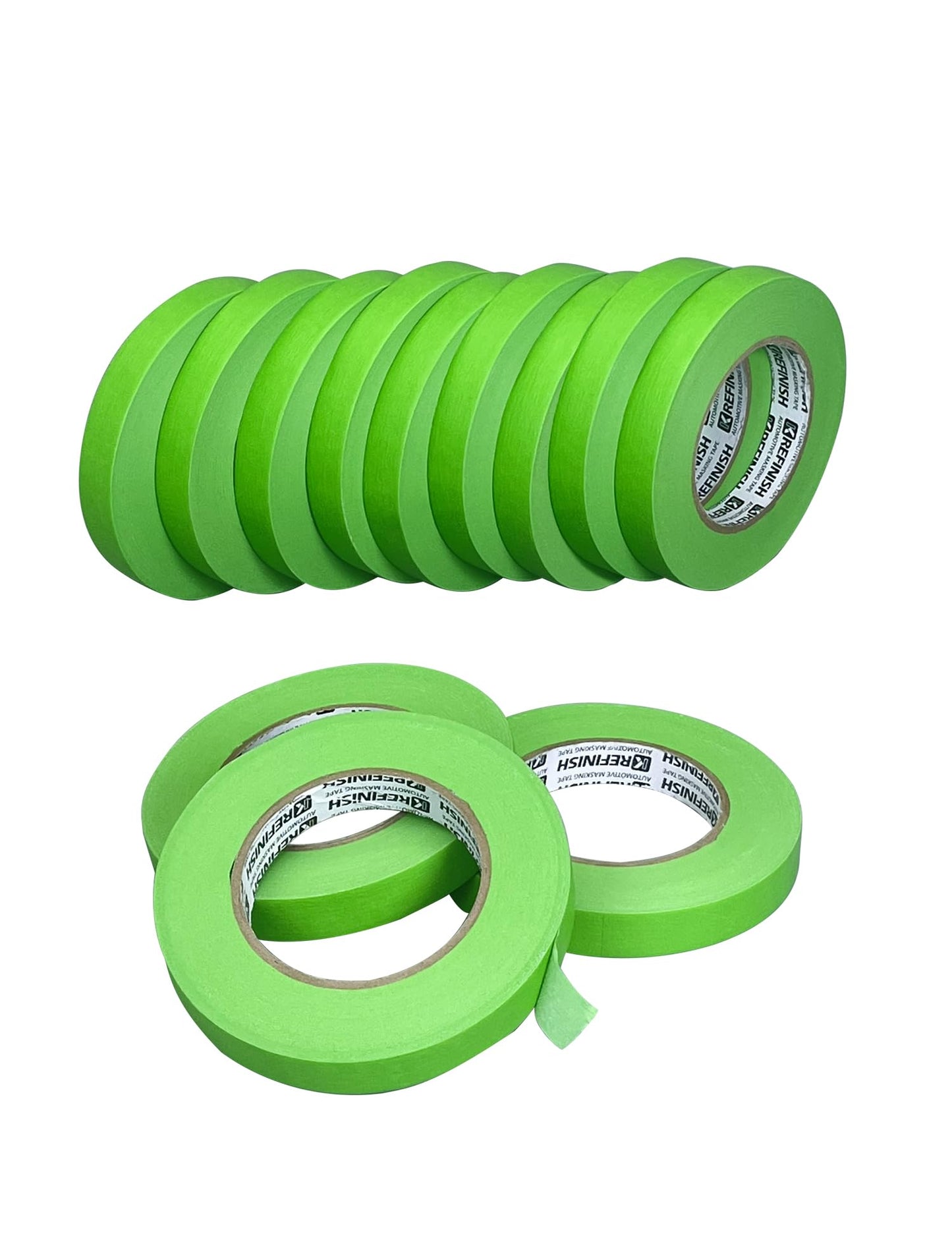 KREFINISH Painters Tape for Car Paint Green No Residue Automotive Masking Tape for Automotive Paint - Heat Resistant for Paint Booth, 0.7 Inches X 60 Yards, 12 Rolls