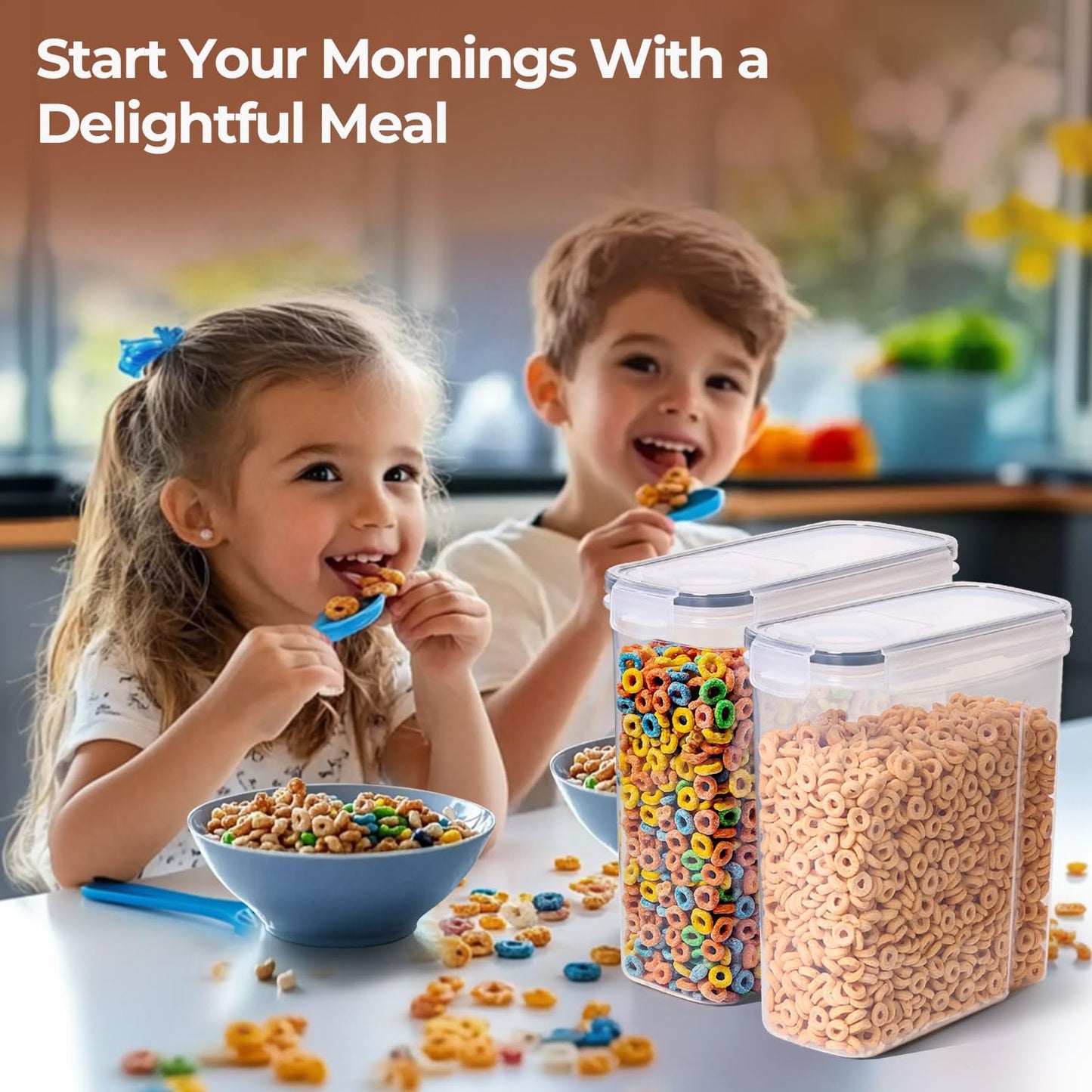 ComSaf 6.3L Cereal Storage Container Set of 2,Food Grade Airtight Plastic Storage Container,Large Cereal Dispenser Pantry Organization and Canister for Rice, Pasta, Sugar & Flour,Ideal for Home Cooks