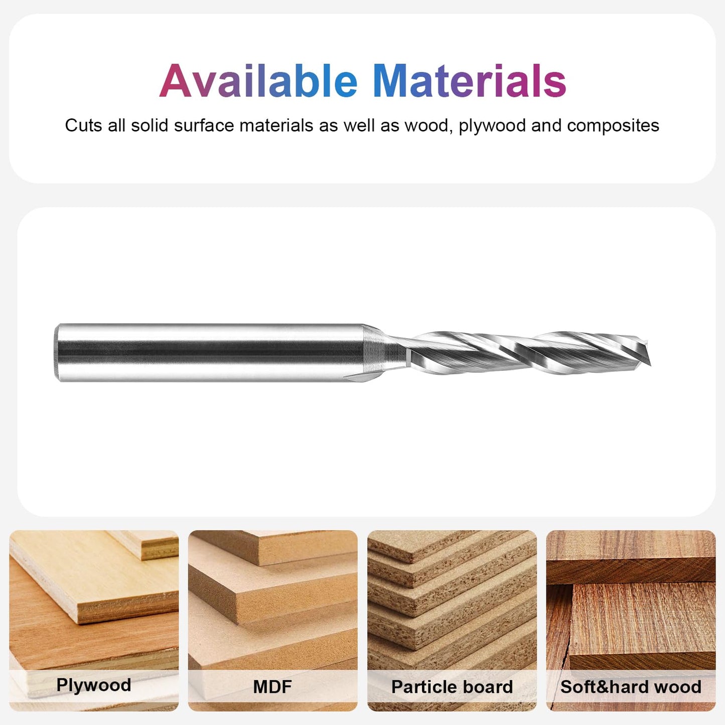SpeTool 5PCS 3/16" Upcut CNC Router Bits Set 1/4" Shank Carbide Spiral End Mill Plunge Cut Wood Slot Inlay Engraving bits