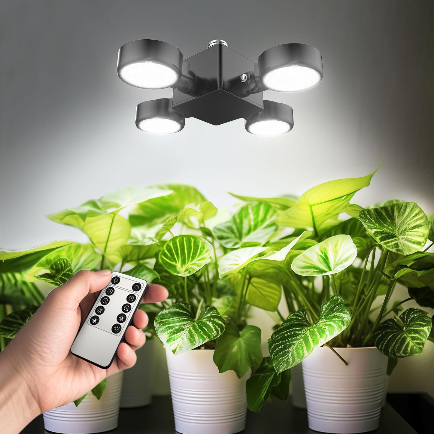 SANSI Grow Lights for Indoor Plants, Full Spectrum with Remote Control, Dimmable, Auto On Off 4 8 12 Hrs Timer, 40W (400 Watt Equiv) Plant Light with Optical Lens for Indoor Greenhouse, E26 Base