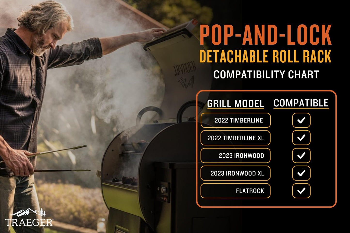 Traeger Grills P.A.L. Pop-and-Lock Roll Rack, Adjustable Holder for Paper Towels, Aluminum Foil, Butcher Paper, Easy Install, Grill Accessory, BAC644
