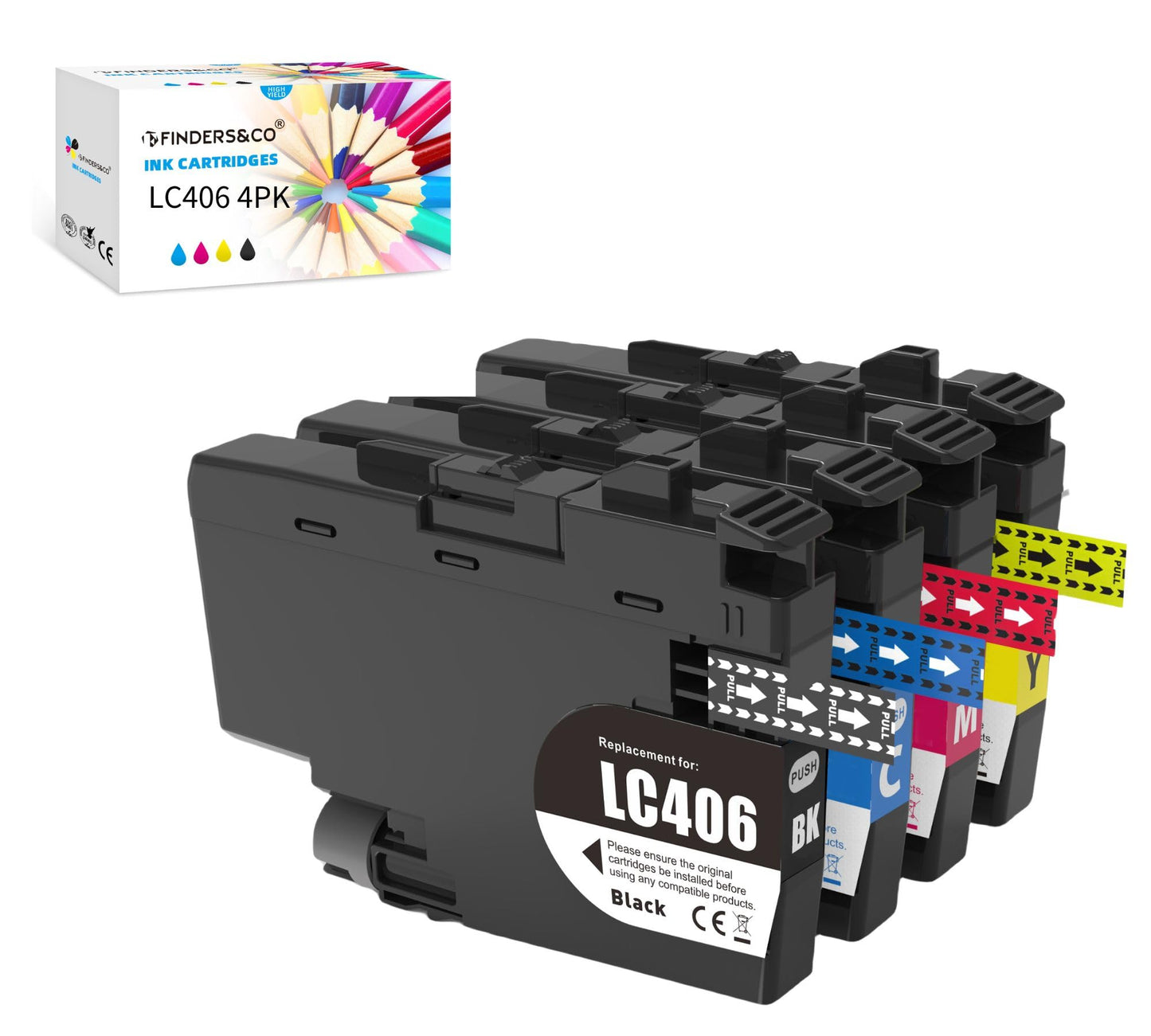 LC406 Ink Cartridges Replacement for LC-406 Ink Work with MFC-J4335DW J4345DW MFC-J4535DW MFC-J5855DW J5955DW J6555DW J6955DW Printer (4Pack)