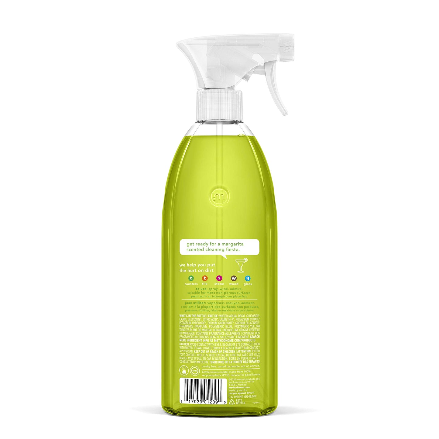 Method All-Purpose Cleaner Spray, Plant-Based and Biodegradable Formula Perfect for Most Counters, Tiles, Stone, and More, Lime + Sea Salt Scent, 828 ml Spray Bottles, 8 Pack, Packaging May Vary