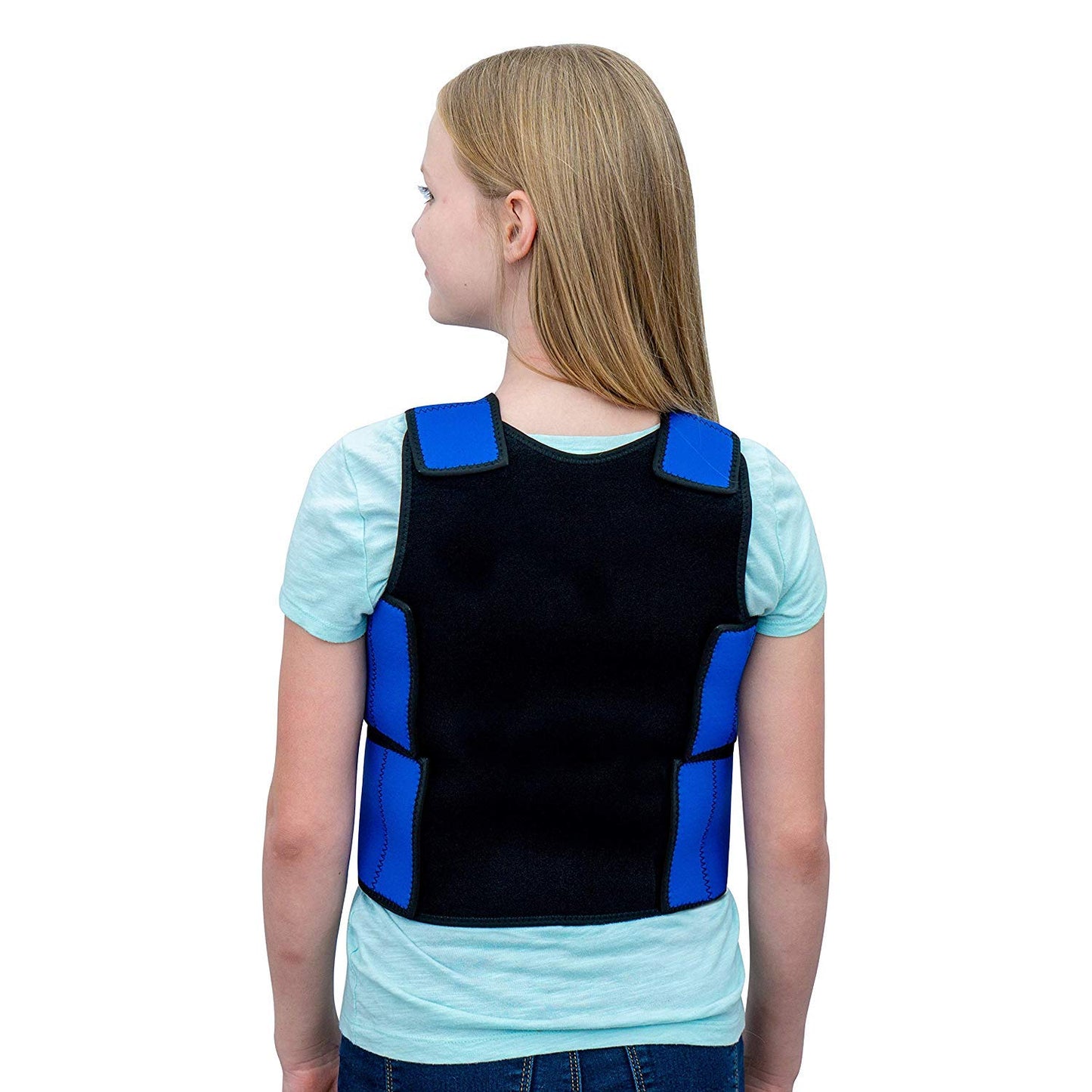 TOPARCHERY Sensory Compression Vest Deep Pressure Vest 17” x 30” Soft Breathable Form-Fitting (Medium，Blue)