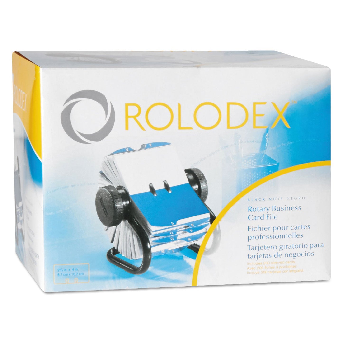 Rolodex 67236 Open Rotary Business Card File w/24 Guides Black