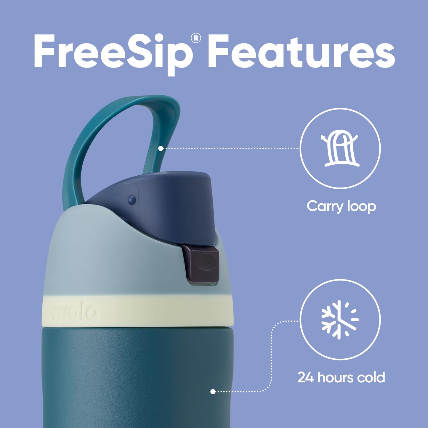 Owala FreeSip Insulated Stainless Steel Water Bottle with Straw for Sports and Travel, BPA-Free, 24-oz, Blue/Teal (Denim)