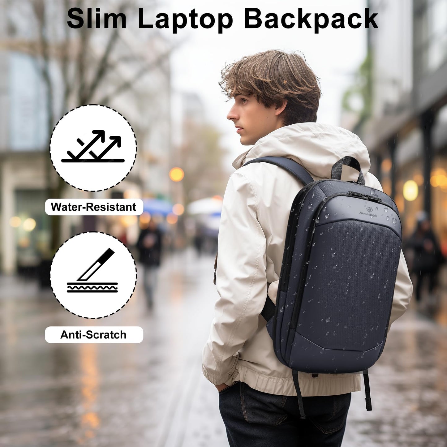 Slim Laptop Backpack for Men,Waterproof Expandable High Tech Business Work Backpack for Men and Women,15.6 Inch Lightweight Anti-theft Travel Backpack College Casual Daypack Computer Bag - Blue