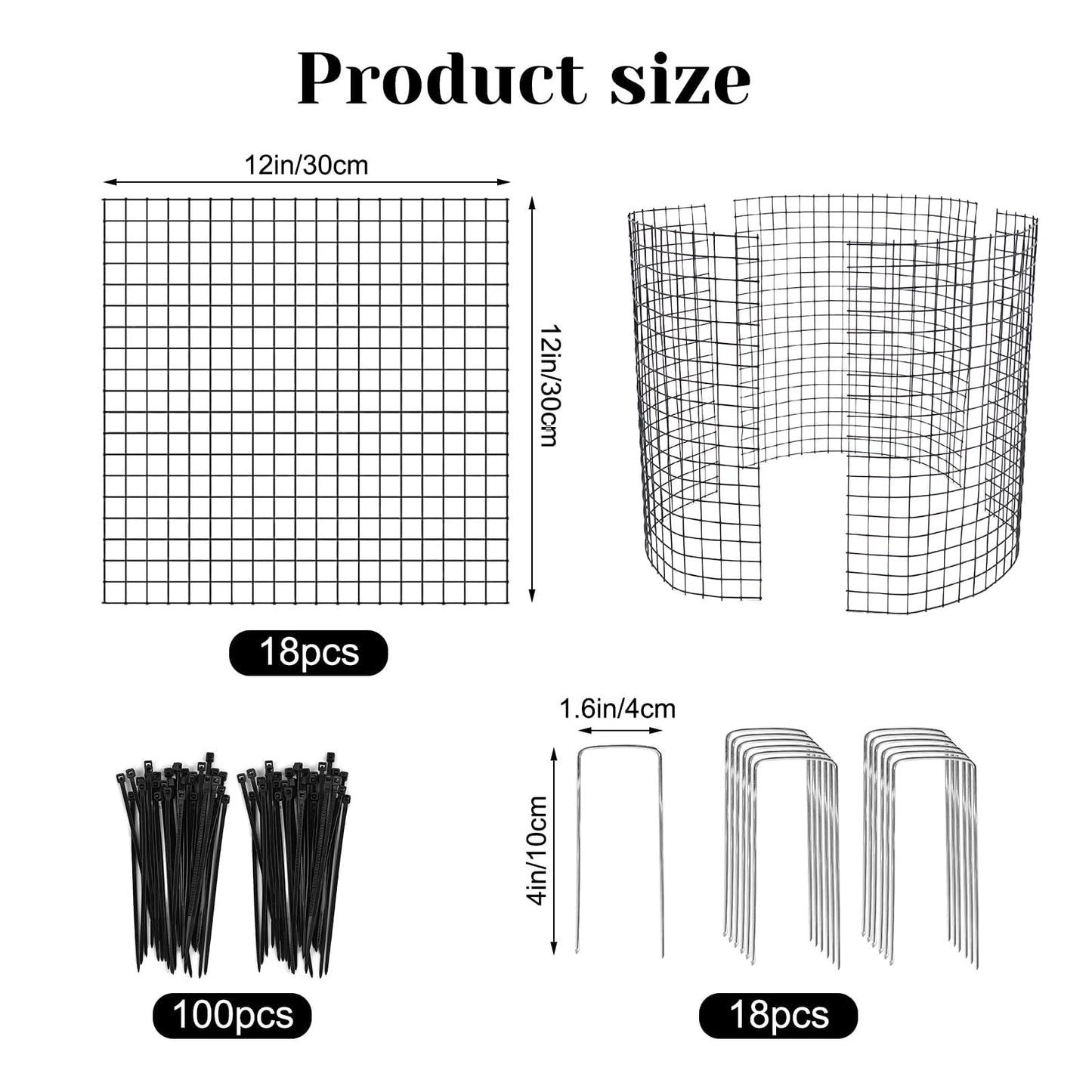 6 Pack 12'' x 12'' Plant Protectors from Animals, Plant Support Cage for Growing Vegetables Metal Chicken Wire Cloche with Stakes Metal Mesh Plant Cage Covers for Keeping Bunny Squirrels Out