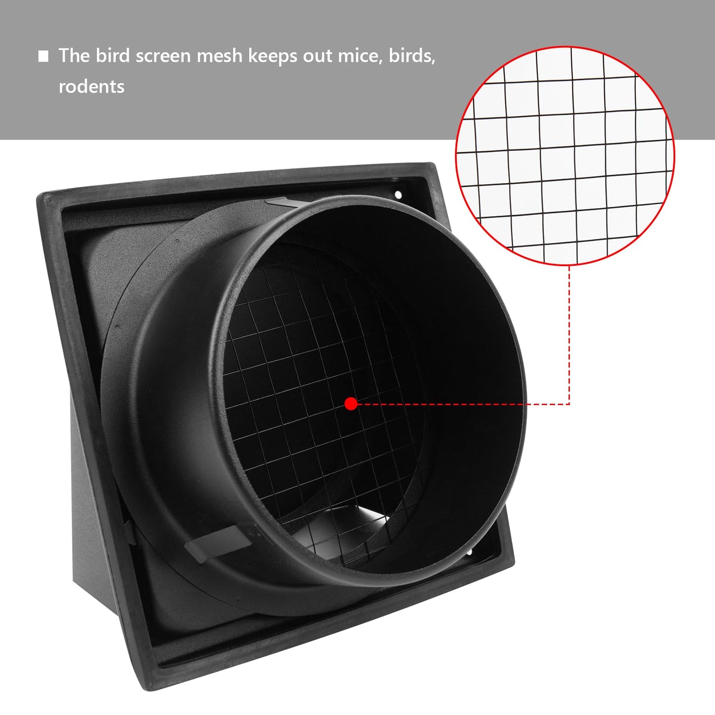 FRESH SPEED 4 Inch Black Dryer Vent Cover Outside Stainless Steel Wall Vent with Removable Cover and Bird Screen Mesh RAL9011