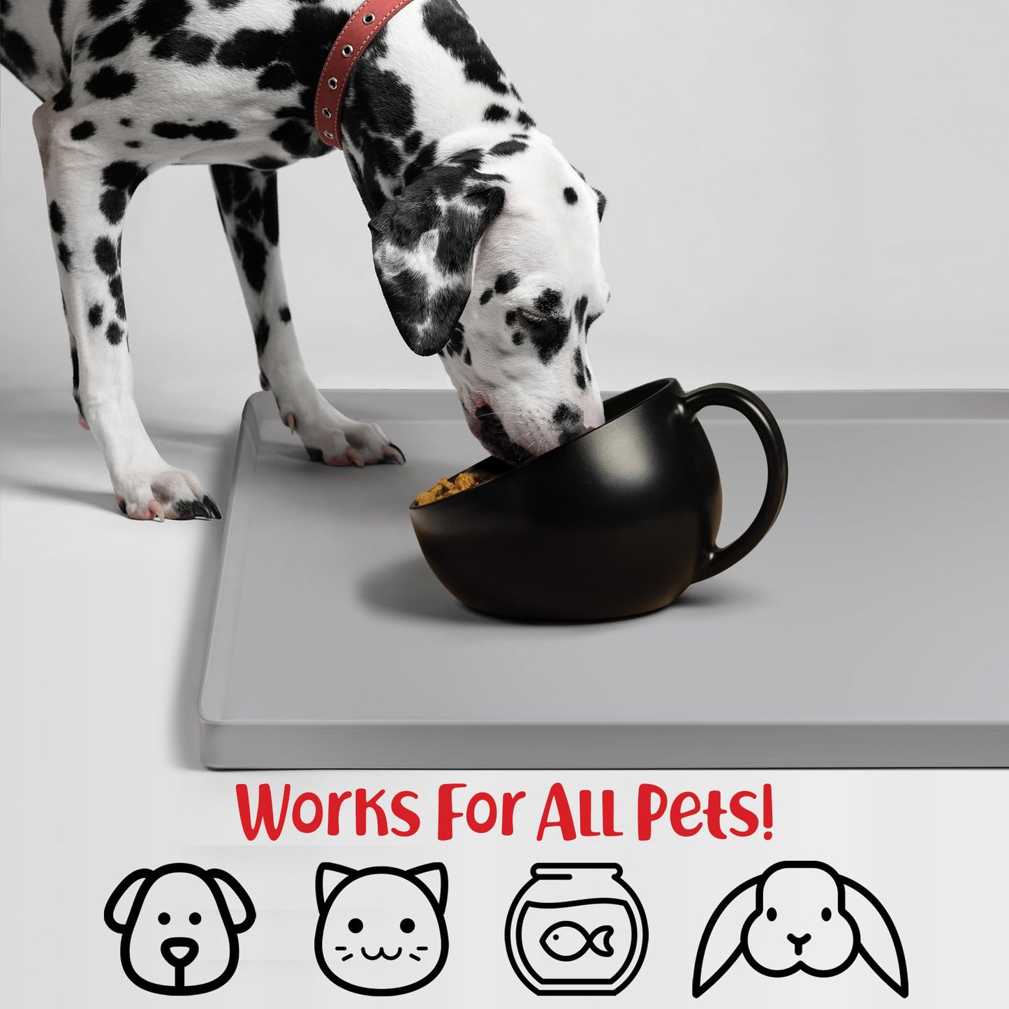DogBuddy Dog Food Mat - Waterproof Silicone Mat for Dog Bowls, XL: 28" x 18", Mist