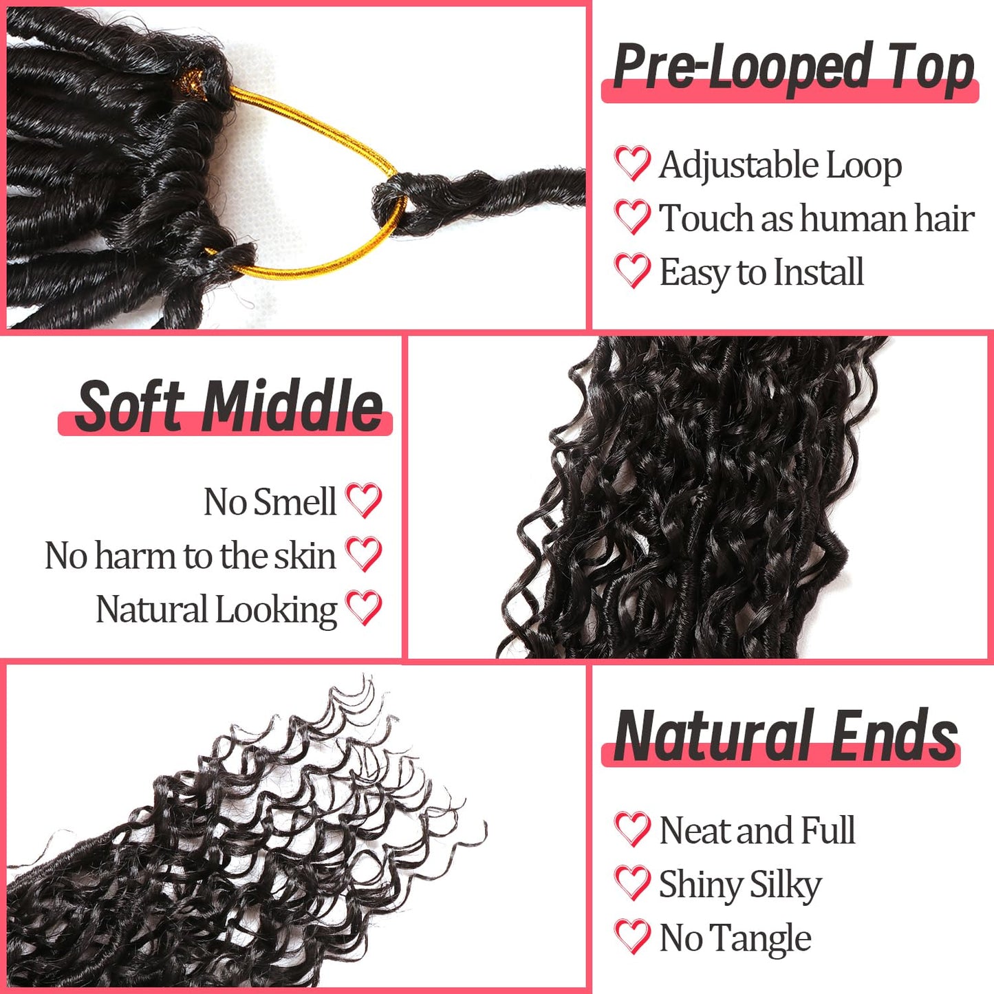 AMUMI Goddess Locs Crochet Hair 24 Inch 8 Bundles Boho Faux Locs Crochet Hair for Black Women Crazy Soft with Curly Ends (24 Inch), 8 Pieces, 1B#