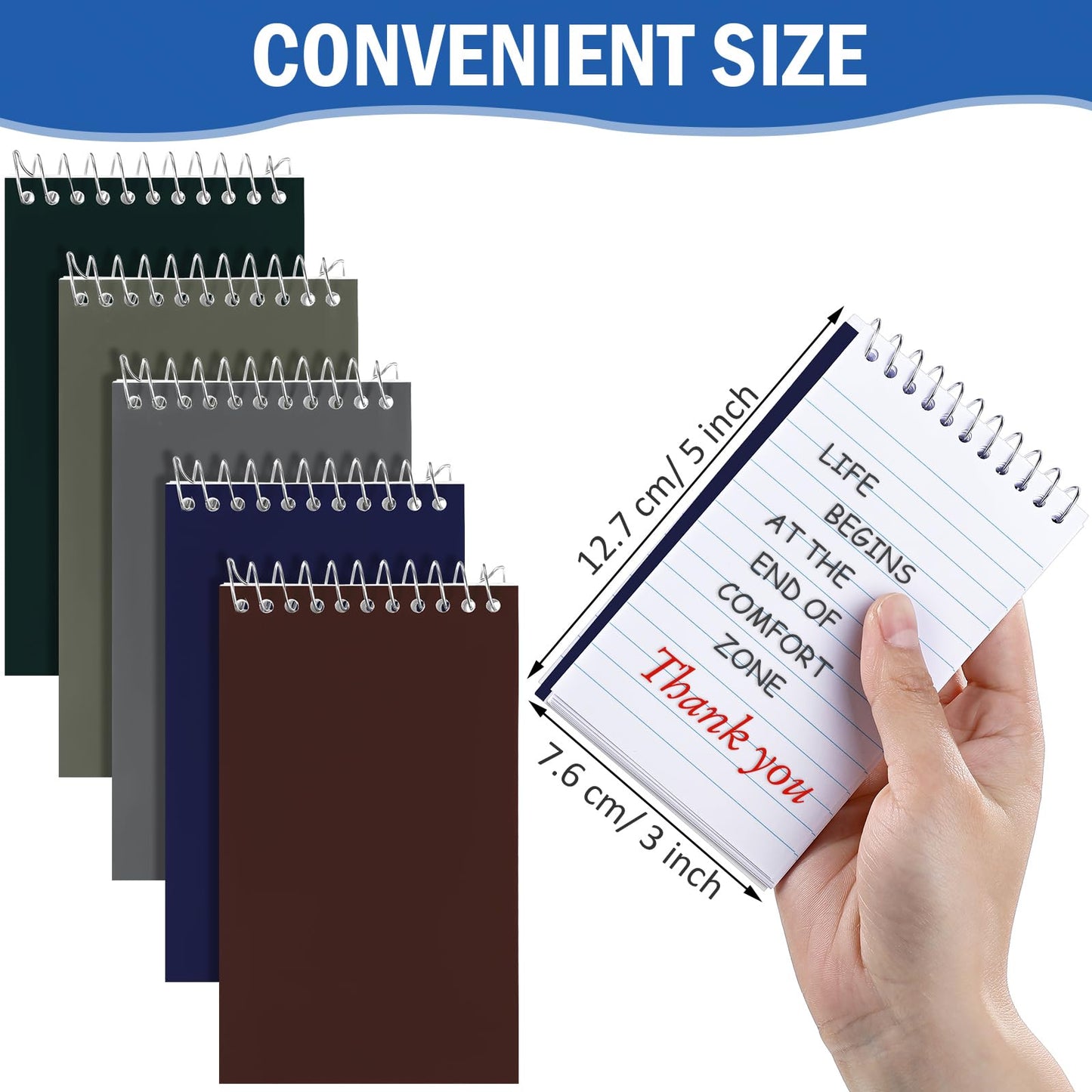 Teling 50 Pieces Spiral Memo Pads Bulk 3 x 5 Inch Small Note Pads Top Bound Lined College Ruled Paper Mini Notepad Pocket Spiral Notebooks for School Office Home Supplies, 75 Sheets (Mixed Colors)