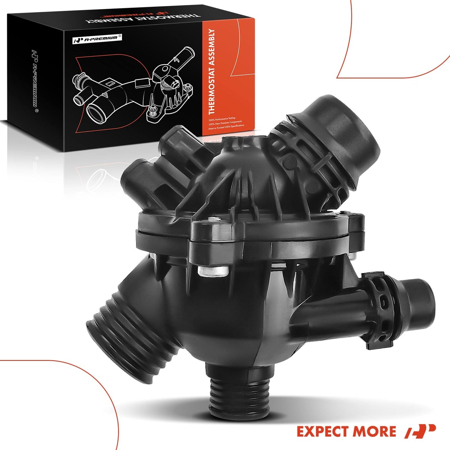 A-Premium Thermostat Housing Assembly Compatible with BMW E60 525i 528i 530i 535i, E90 323i 328i 330i 335i, E82 E92, X3 07-11, Z4 06-16, 3.0L, Replace for 11537549476, 11537544788