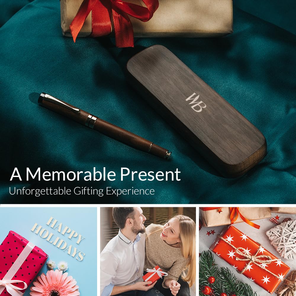 Wordsworth & Black's Fountain Pen Set, Luxury Bamboo Wood - Extra Fine Nib, Gift Case; Includes 6 Ink Cartridges, Ink Refill Converter -Journaling, Calligraphy; Drawing, Smooth Writing [Brown Wood]