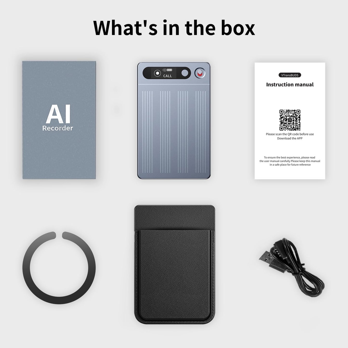 AI Voice Recorder, Free Subscription, Portable Note Voice Recorder with Case, App Control, Transcribe & Summarize by ChatGPT, Support 147 Languages, 80GB, Audio Recorder for Calls, Lectures, Meetings