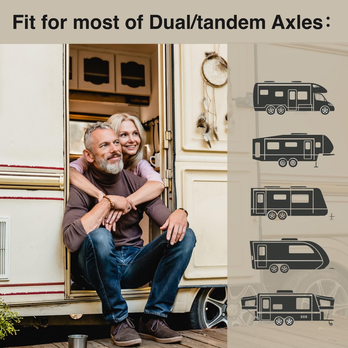 EPOARTIST Camper Wheel Chock Stabilizer 2 Sets, RV Wheel Immobilizers for Travel Trailer Tire Chocks, Tire Lock. Mast Have Dual Axle Trailer Accessories for Fifth Wheel. Heavy Duty, Anti Movement