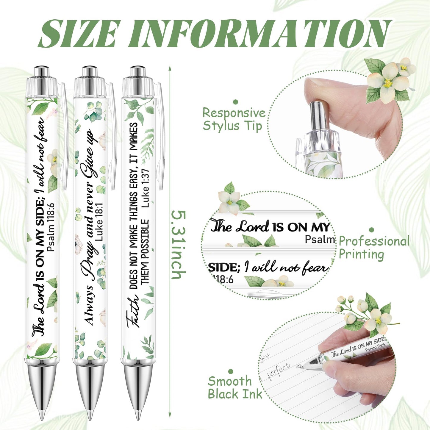 Sayglossy 50 Pcs Bible Verse Pens Bulk Christian Religious Easter Gifts 1.00mm Black Ink Graduation Ballpoint Pens Inspirational Scripture Faith Gifts Office Supplies for Women Men Coworker Office