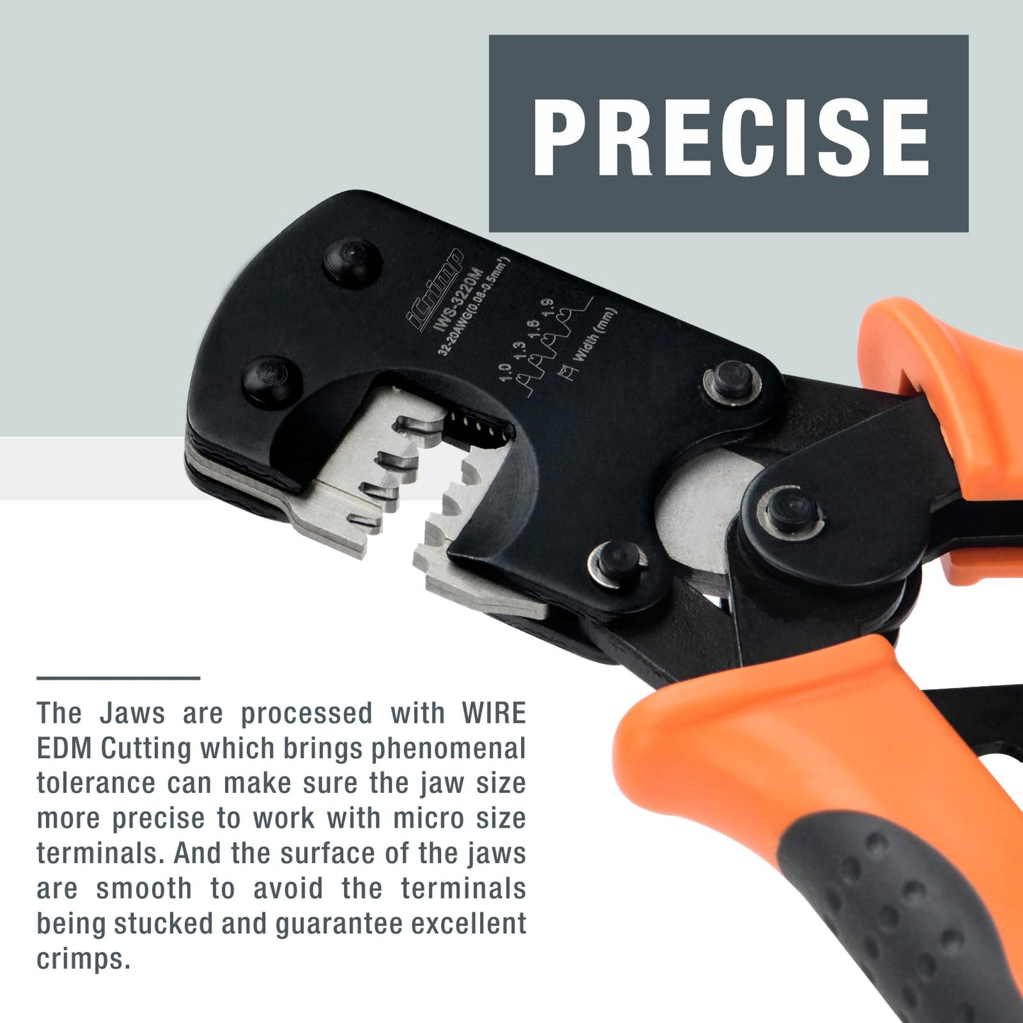 iCrimp IWS-3220M Micro Connector Pin Crimping Tool 0.03-0.52mm² 32-20AWG Ratcheting Crimper for D-Sub,Open Barrel suits Molex,JST,JAE,TYCO-E