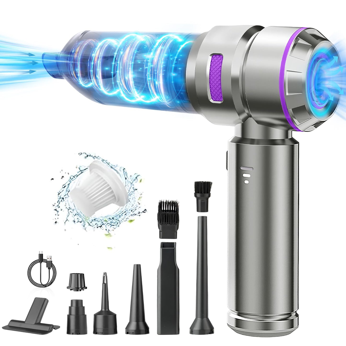 BOLYDOOM Handheld Vacuum Cordless, Car Vacuum Cleaner 16000PA Powerful Mini Hand Vacuum Cleaner 3 Gear Small Vacuum with Battery Indicator, Brushless Portable Vacuum Cordless for Car/Home