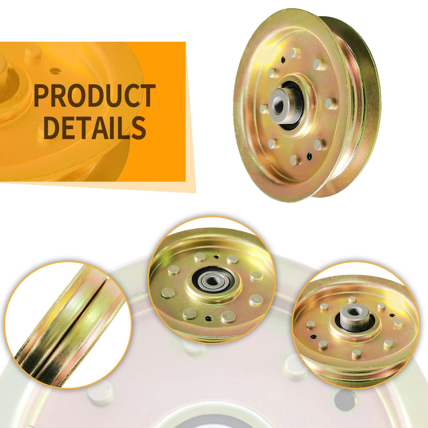Vkinman 2 Pack 756-04129 Flat Idler Pulley for MTD Cub Cadet RZT 50 L54 42 S50 Troy-Bilt GT54 TB2450 753-08171 756-04129B 756-04129C