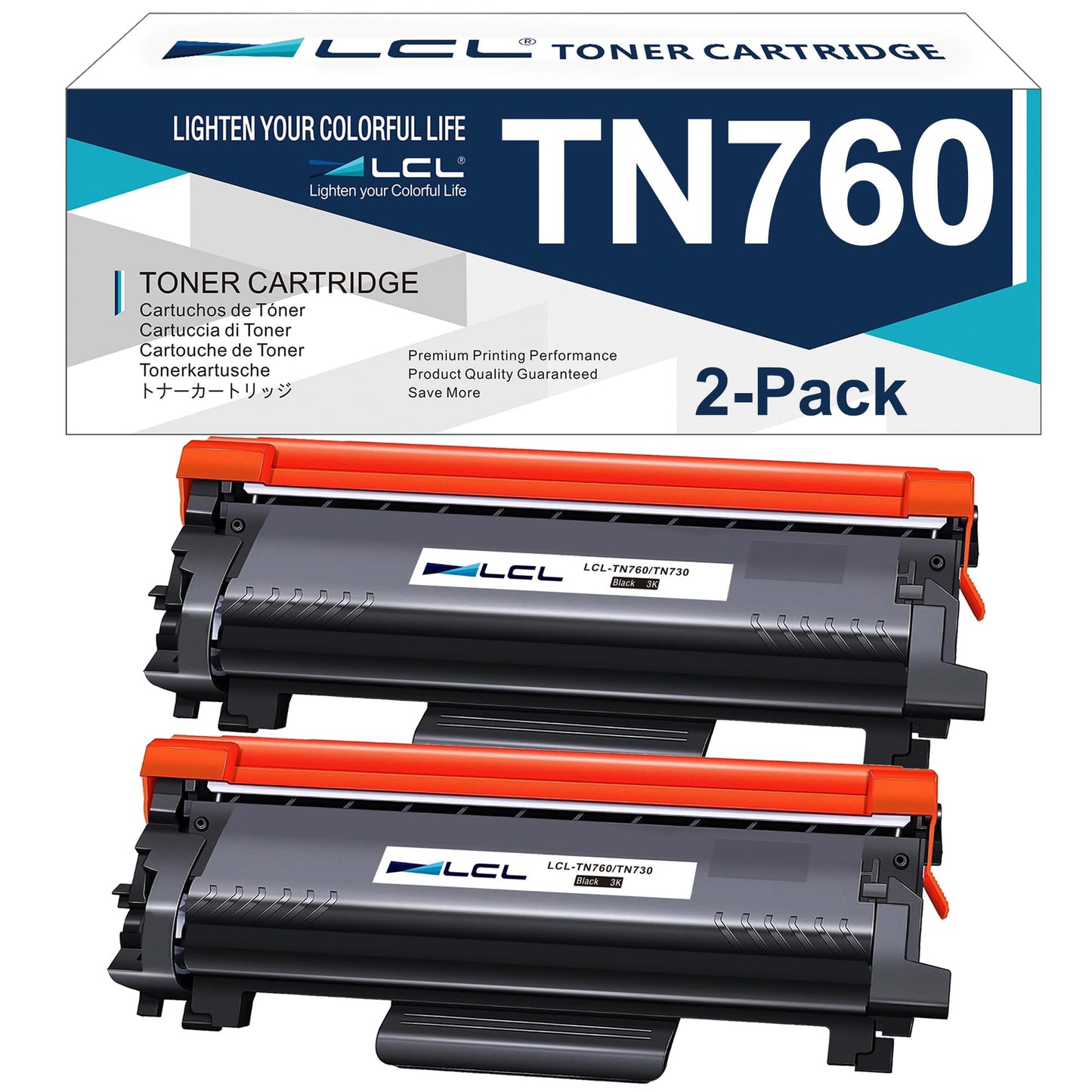 (with Chip) LCL Compatible Toner Cartridge Replacement for Brother TN760 TN-760 TN730 TN-730 3000 Pages (2-Pack,Black) for HL-L2350DW HL-L2390DW HL-L2395DW HL-L2370DW HL-L2310D HL-L2357DW HL-L2370DN