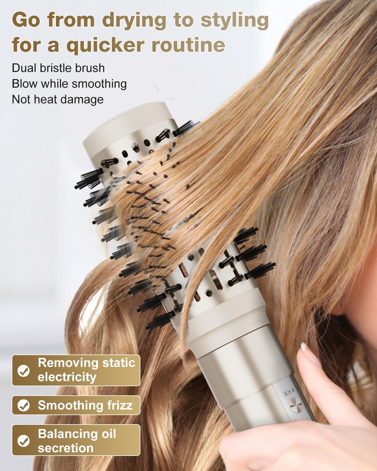 7MAGIC Hair Dryer Brush & 6 in 1 Hair Styler, Silver, 110 Volts, 1200 Watts, Ionic Technology, Fast Drying, Multi Styler for Straight, Wavy, Curly, and Coily Hair,Rose Gold