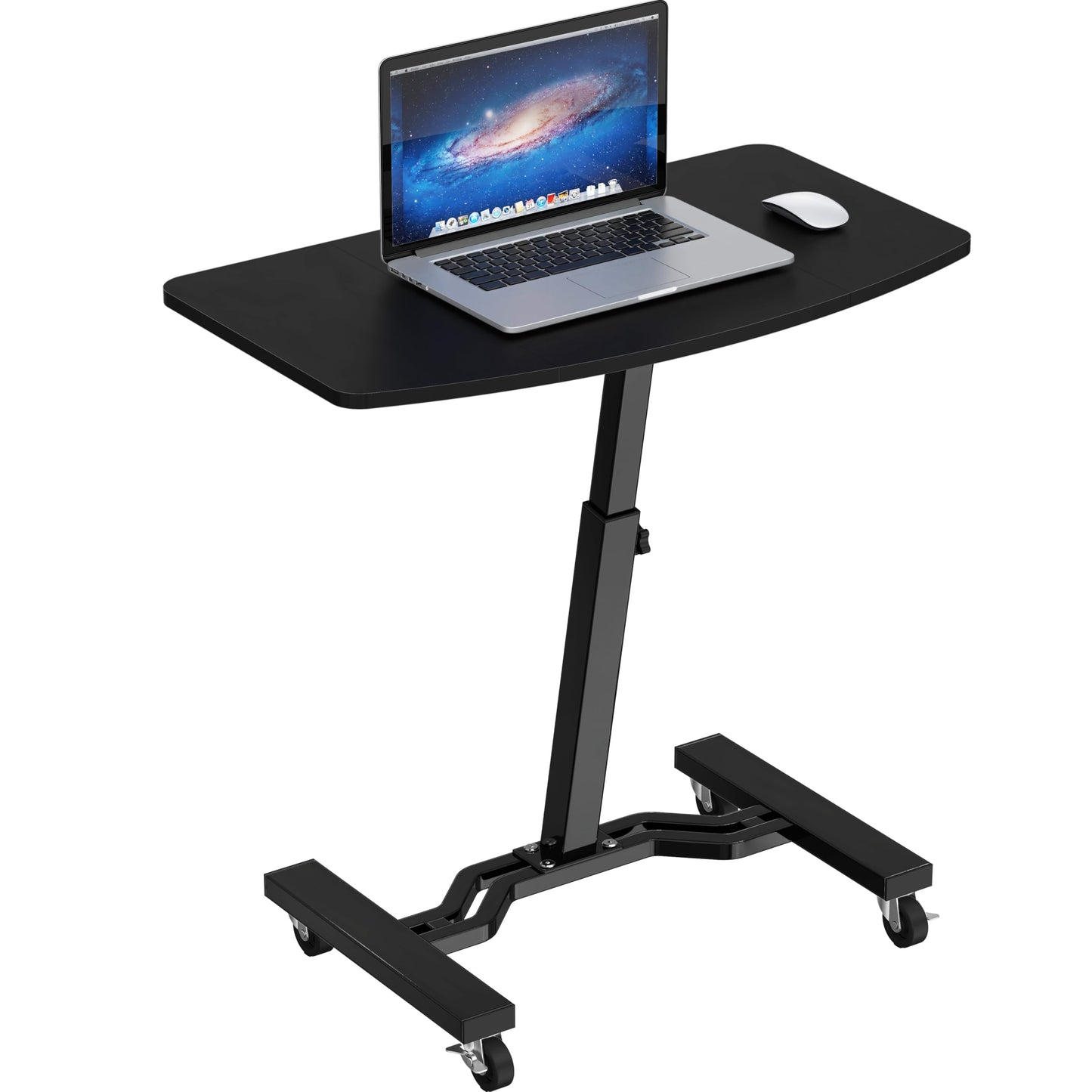 SHW Mobile Height Adjustable Laptop Rolling Cart with Height Adjustment from 28" to 33" (71 cm to 84 cm), Black