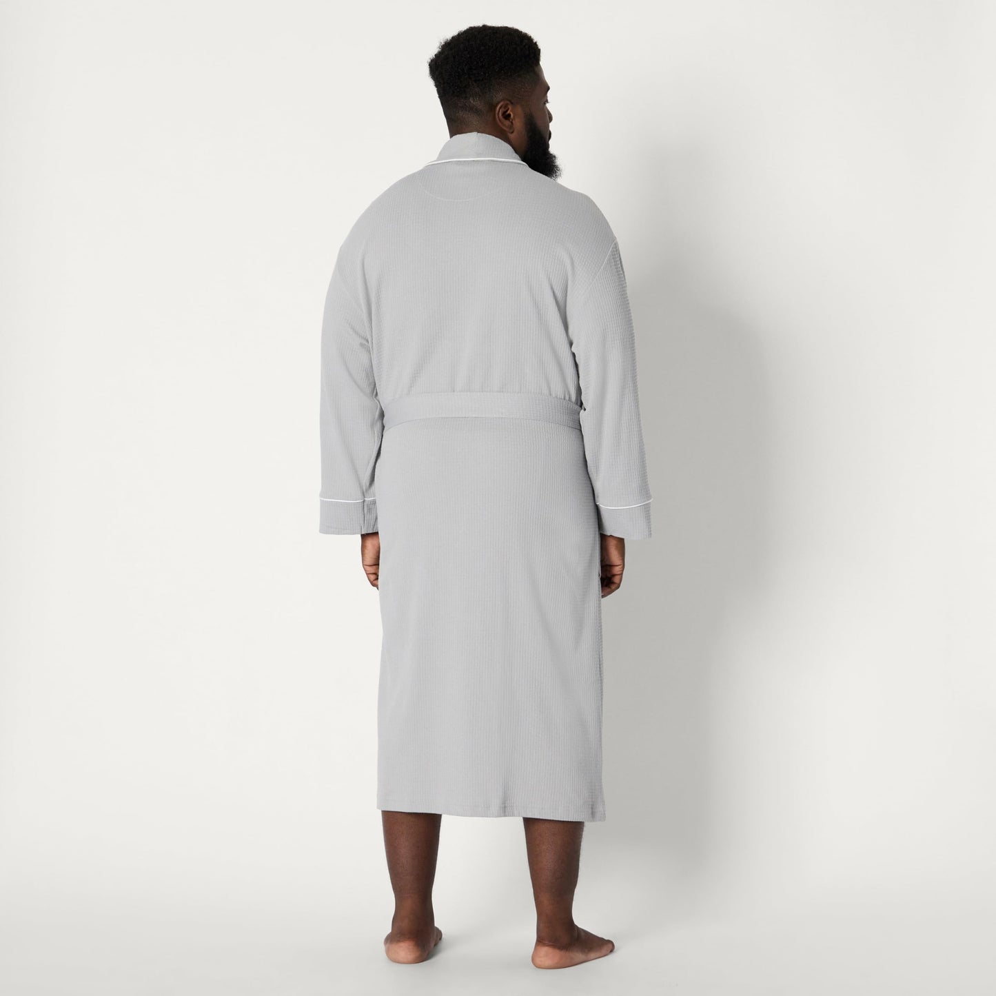 Amazon Essentials Men's Waffle Shawl Robe, -Light Grey, M/L