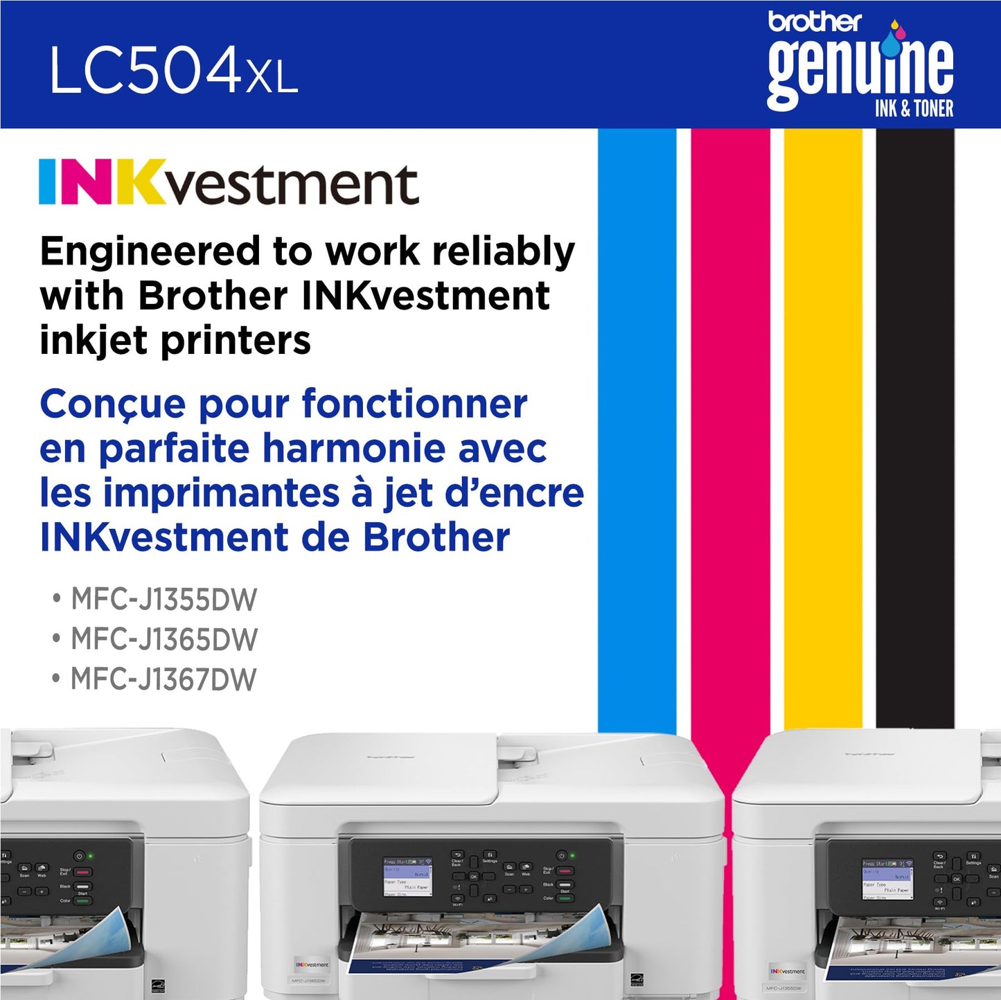 Brother Genuine LC504XLBKS High Yield Black Ink Cartridge for Brother Printer MFC-J1365DW