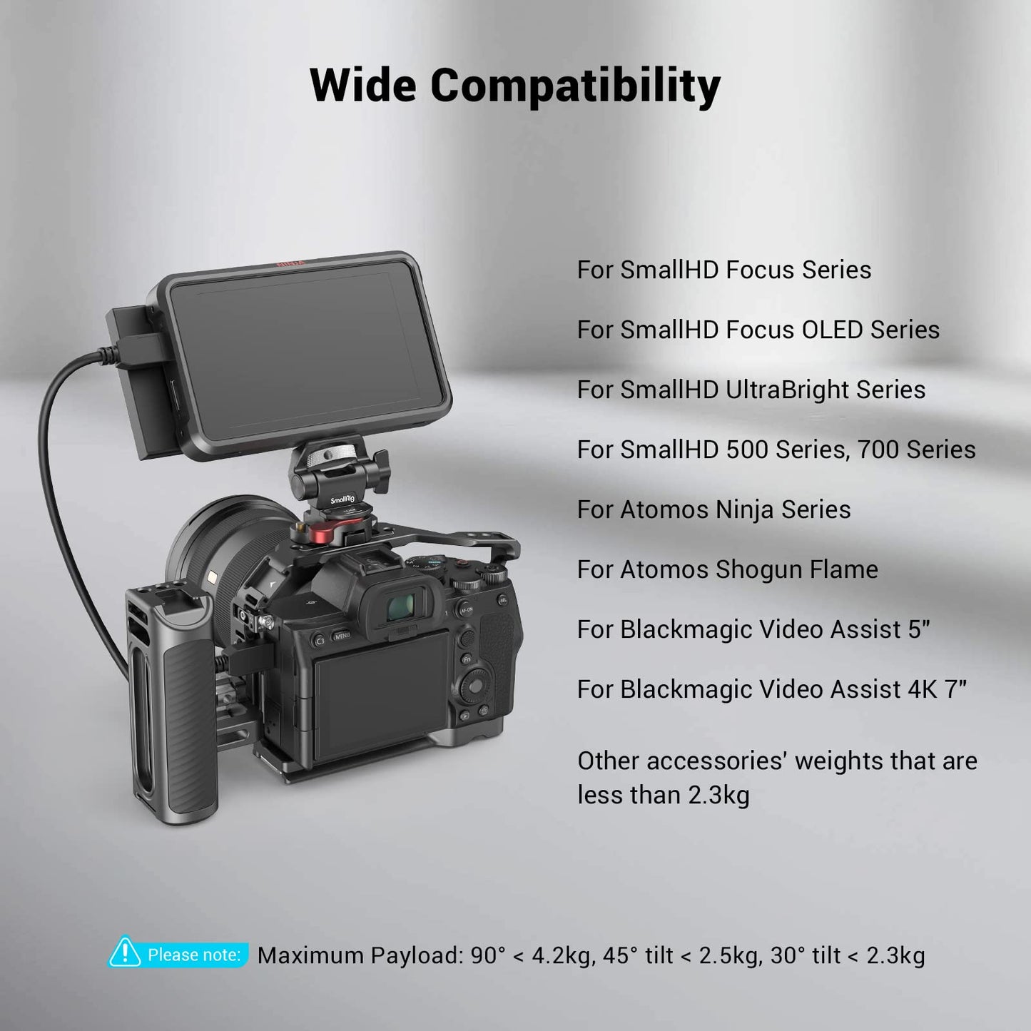 (Upgraded Version) SMALLRIG Field Monitor Mount with NATO Clamp, Camera Monitor Holder for 5” and 7” Monitor, Swivel and Tilt Adjustable - 2906B