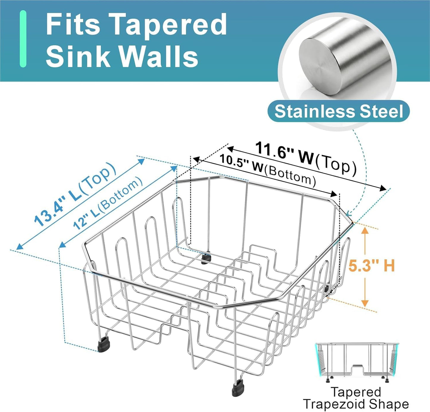 GSlife Small in Sink Dish Drying Rack - Stainless Steel Compact Dish Drainer for RV Kitchen Apartment Sink, 1–2 Person Households, 29.5 cm x 34 cm (11.6" W x 13.4" L), Silver