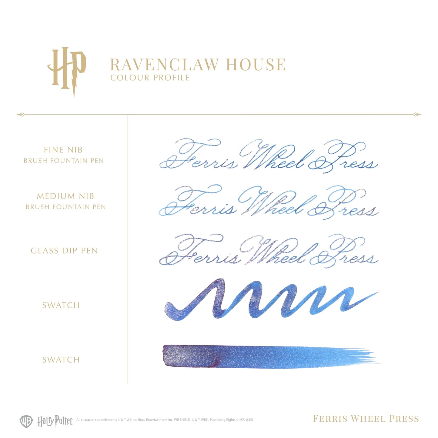 Ferris Wheel Press, Warner Bros., Official Licensed, Harry Potter, Carousel Pen & 10ml Ink Set, Ravenclaw House, Gold Plated No.5 Steel Nib