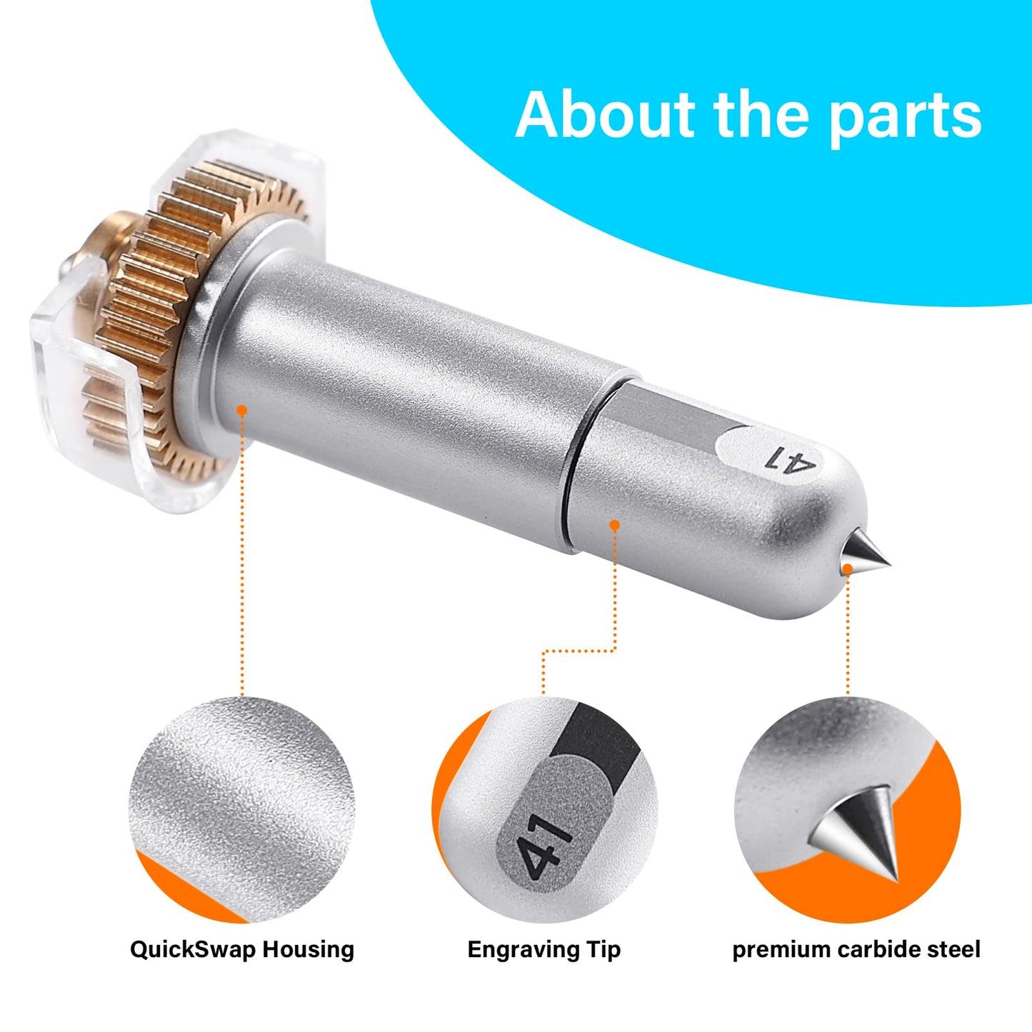 Engraving Tip + Drive Housing for Maker 4/3/Maker Cutting Machines - Premium Carbide Steel Engraving Tool for Flat, Soft Metals, Leather, Acrylic, Plastic, Anodized or Sublimated Aluminum etc.
