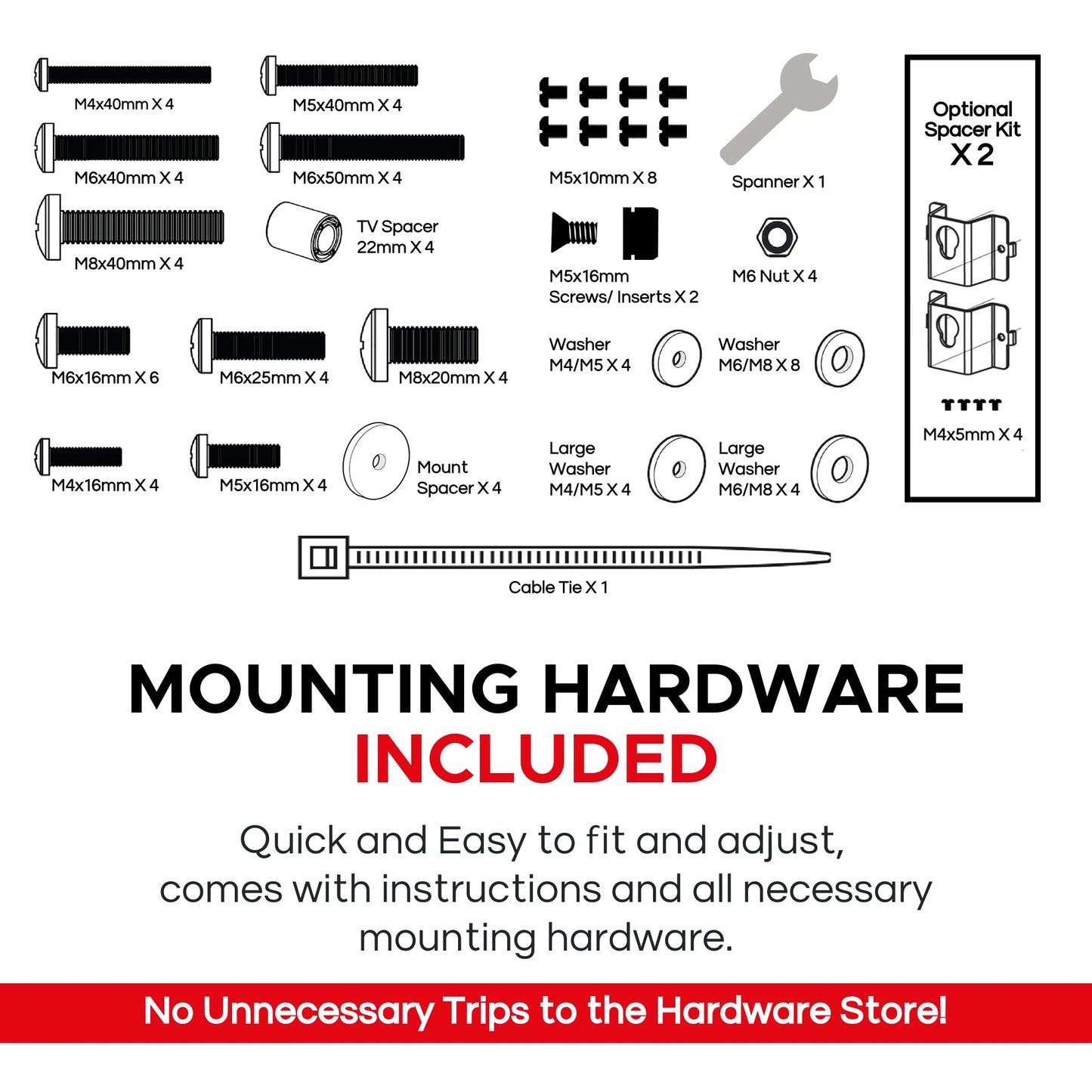 Soundbass Arc TV Mount, Black, Compatible with Sonos Arc and Arc Ultra Mounting Bracket for TV, Hardware Kit Included, Arc Soundbar, Designed in The UK
