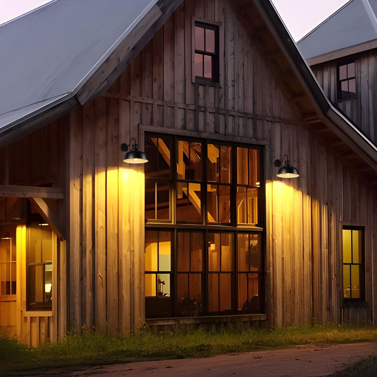 Diyel Solar Barn Light for Outside, Gooseneck Outdoor Wall Lights Solar Powered, Farmhouse Exterior Wall Sconce, Industrial Outside Lighting Fixture, Rustic Lantern for Garage, Barn, Shed, RZSR007