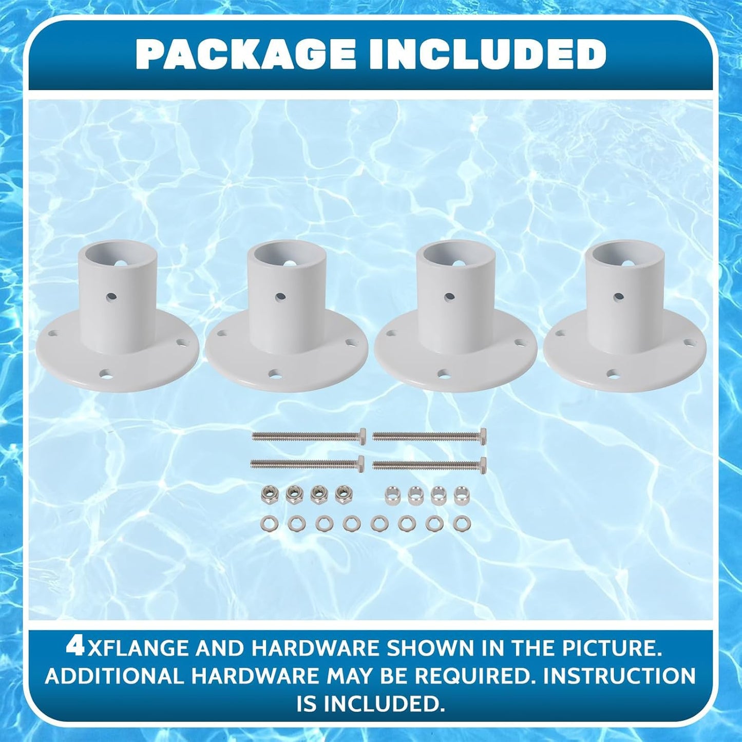 ECOTRIC Deck Anchor Flange Cast Aluminum Above Ground Pool Ladders/Handrails/Slide - 1 7/8” Inch Diameter of 1.9"(4PC)